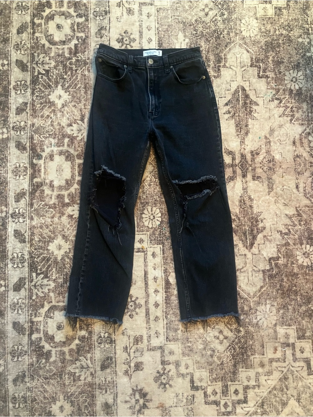 Abercrombie & Fitch Black Distressed Ankle Jeans